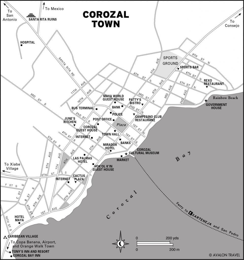 karta корозал grada Belize