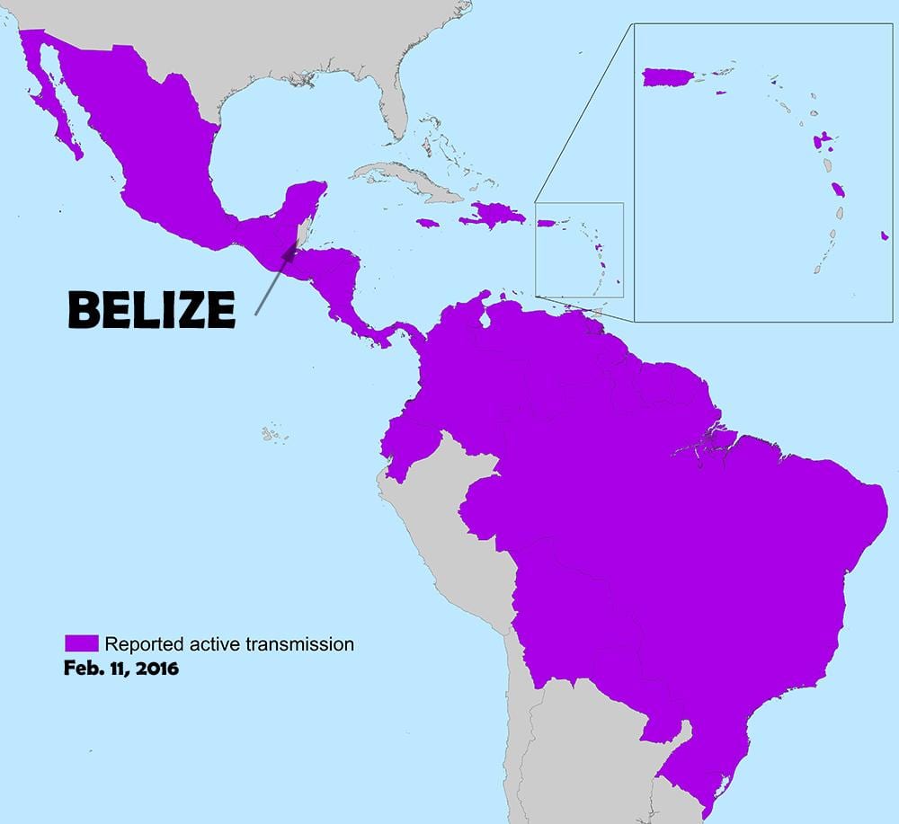 Karta Belize зика