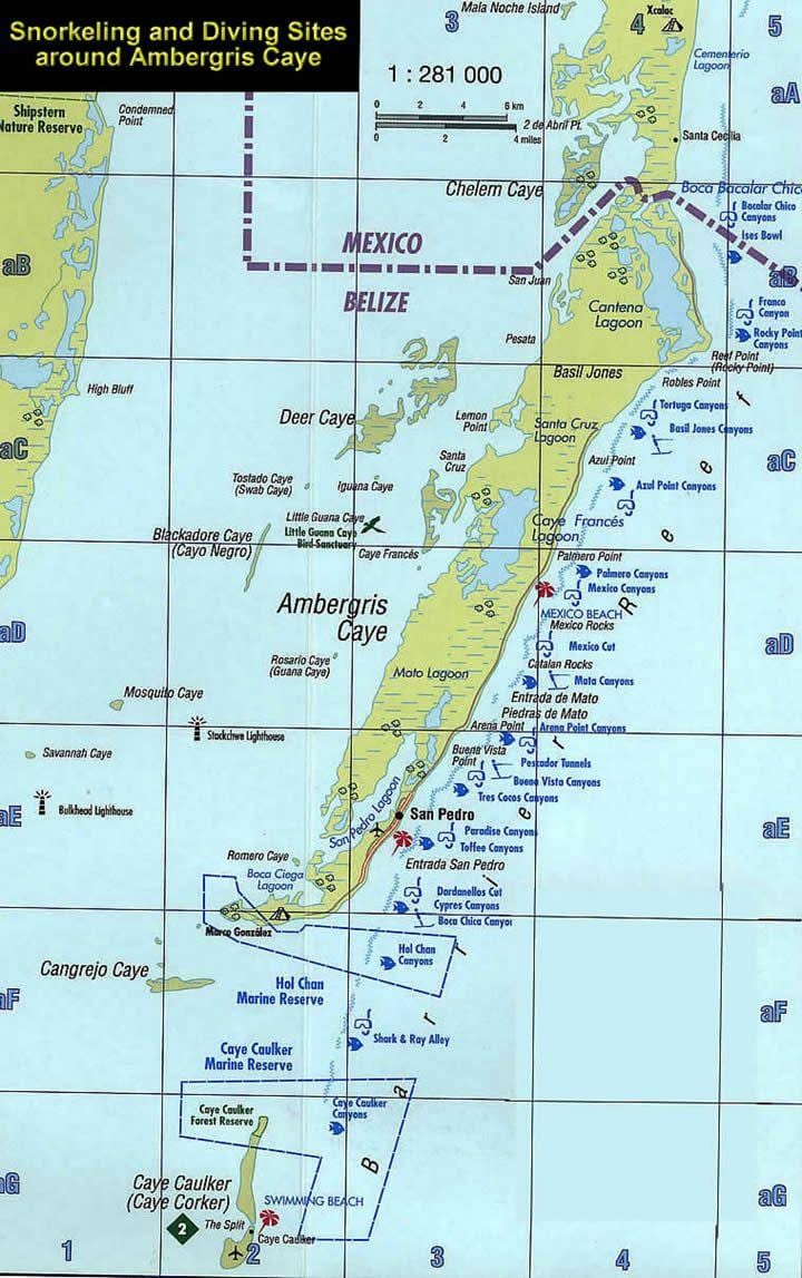 Karta Belize ronioci
