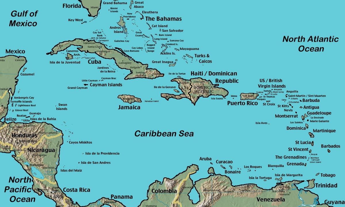 Karta Belize Karibima