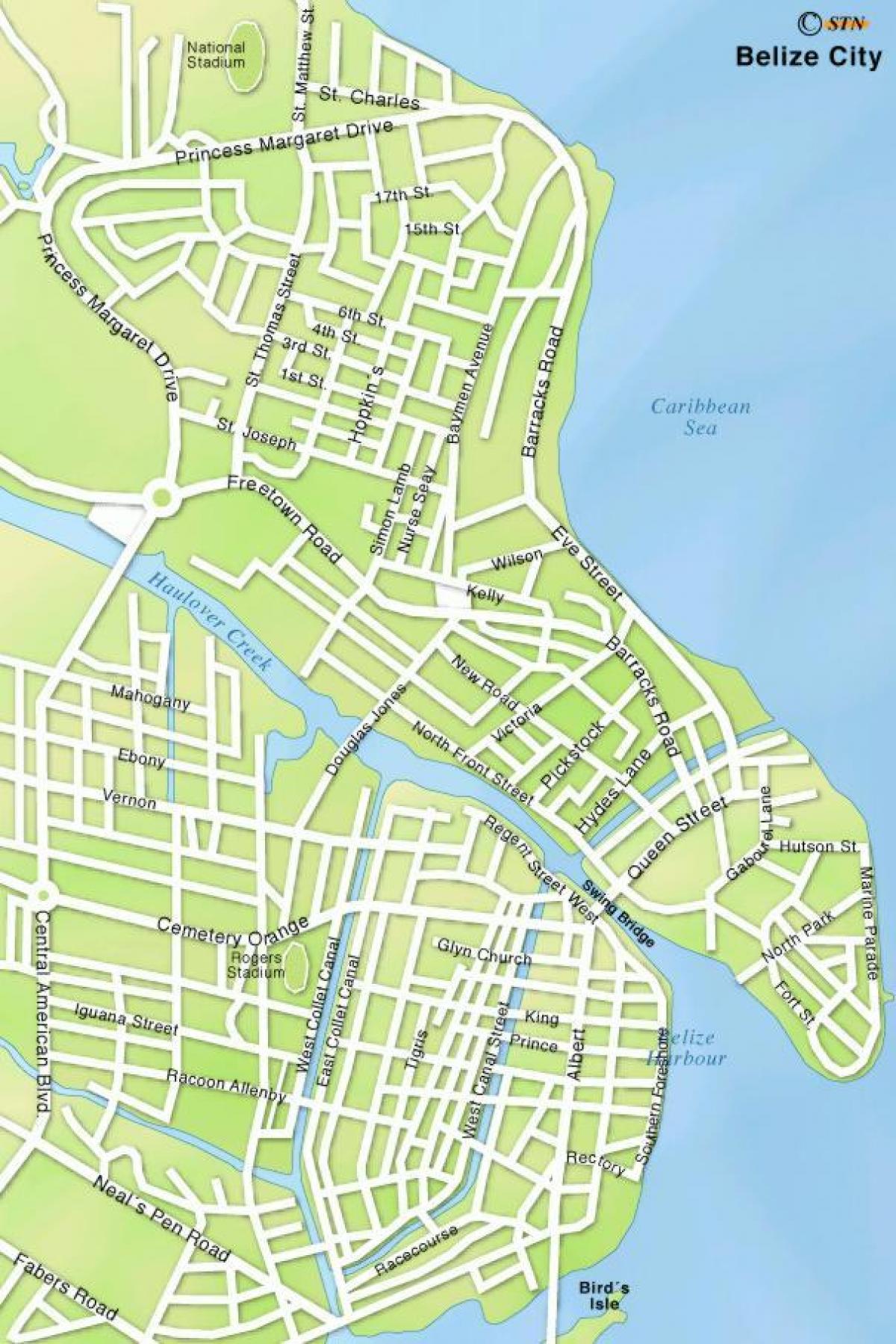 karta grada Belize ulice