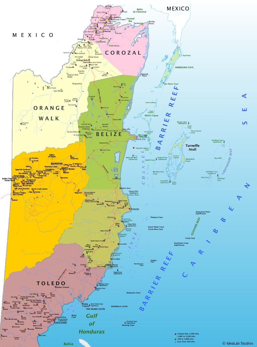 Karta Belize sa sela