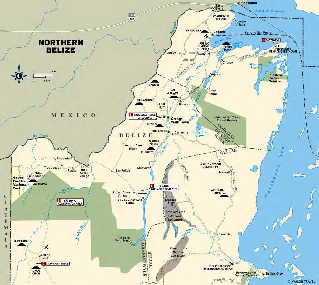 Karta rijeke sibun Belize