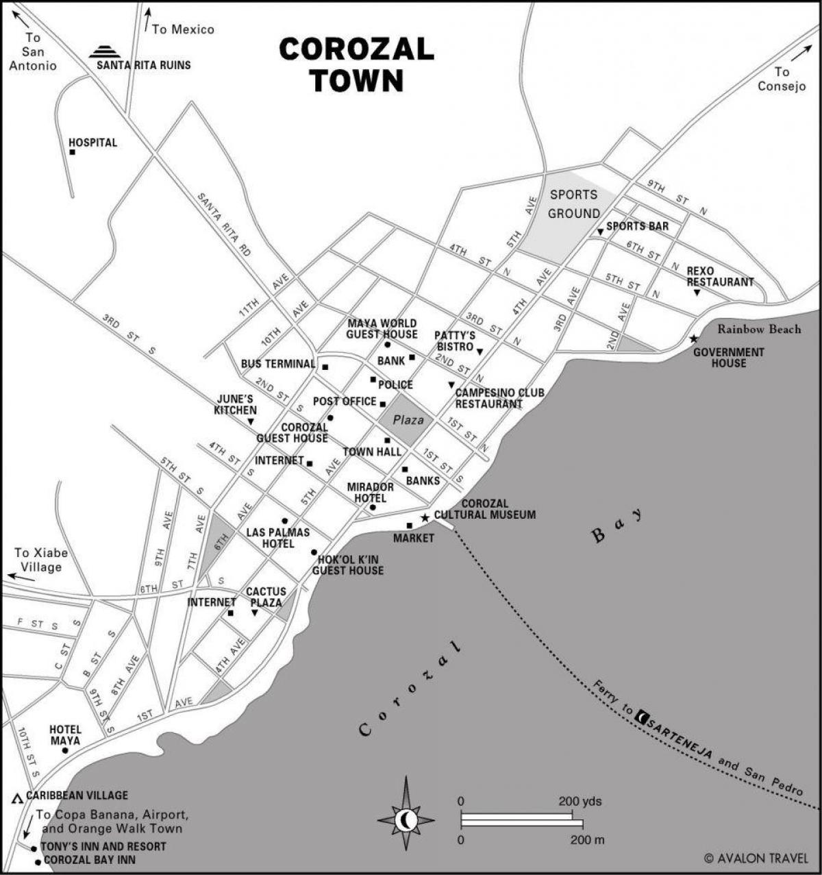 karta корозал grada Belize