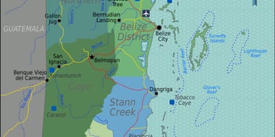 Karta žetve kaye Belize