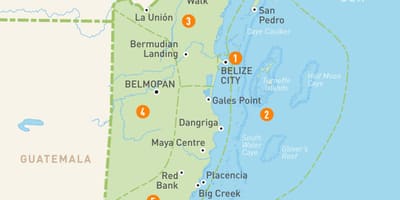 Karta Belize i okolnih zemalja